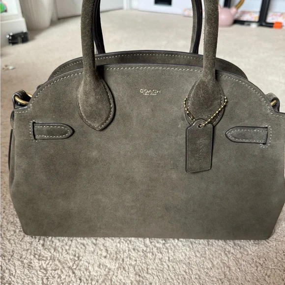 Coach Suede Empire 28 Satchel in Olive Green - Picture 2 of 12